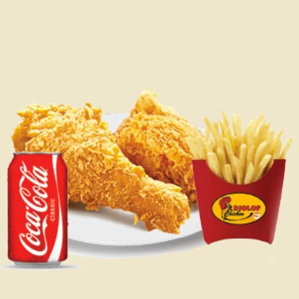 Djollof 1 two chicken with chips and a drink